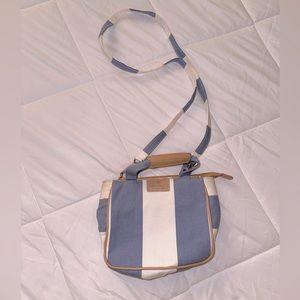 LIKE NEW! Nine West Light Blue and White Stripe Canvas Coastal Crossbody Bag